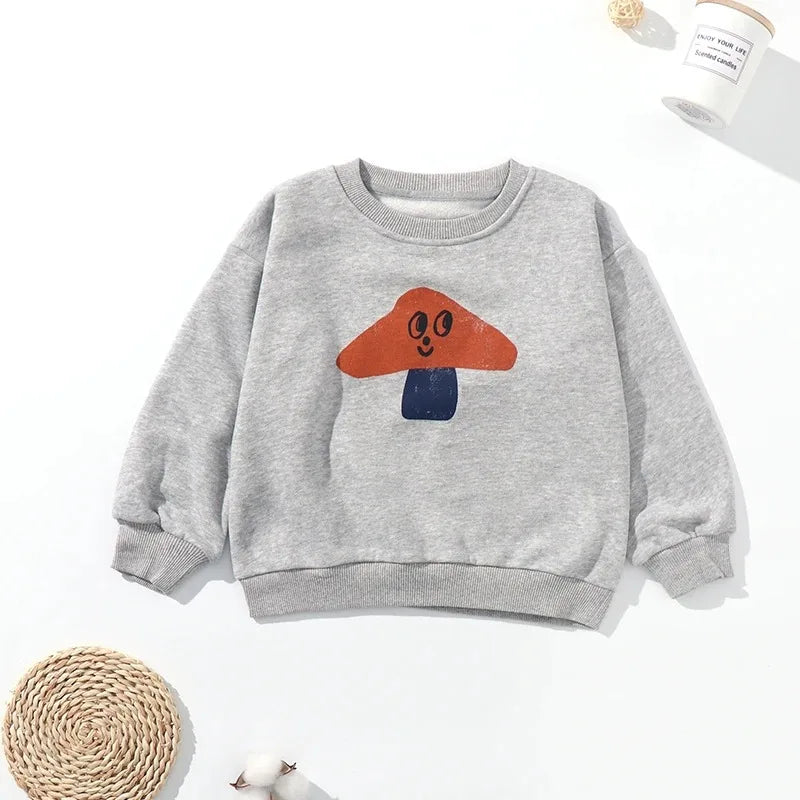 Korean INS 2024 Children's Autumn Winter Long Sleeve O-Neck Sweatshirt Cute Tops for Girls And Boys Baby Sweaters Kids Clothing