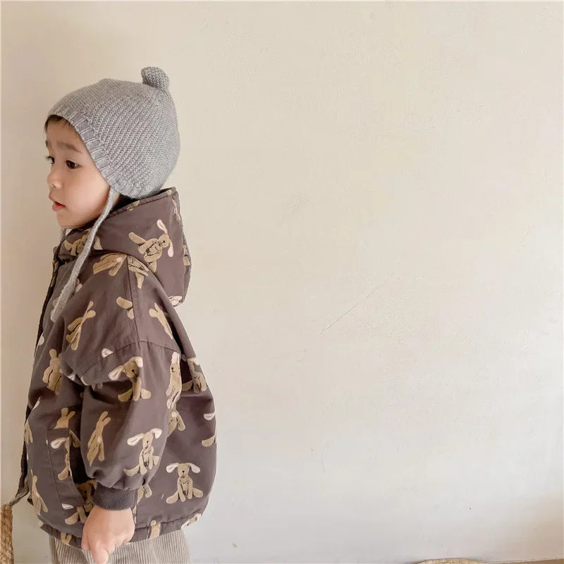 Children From 1 To 7 Years Outerwear Cartoon Kids Thick Padded Coat With Hood Korean Baby Clothing Girl Boy Jacket Warm Winter