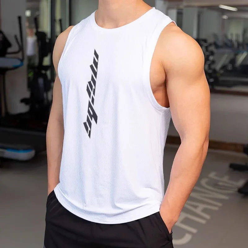 summer Fitness tops loose men tank top quick drying sleeveless t-shirt men basketball training vest mesh sports undershirt