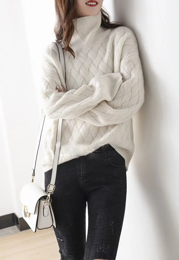 2024 New Women Loose Sweater Winter Casual Chic Cashmere Oversize Thick Sweater Pullovers Pullover Female Long Sleeve S-3XL