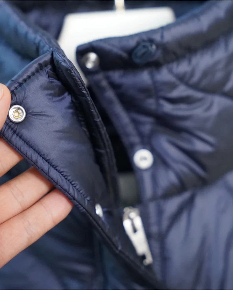 Quilted coat for women ETJ 2025 QUILTED JACKET WITH TIES new beige drawstring high neck pocket clip cotton jacket for women