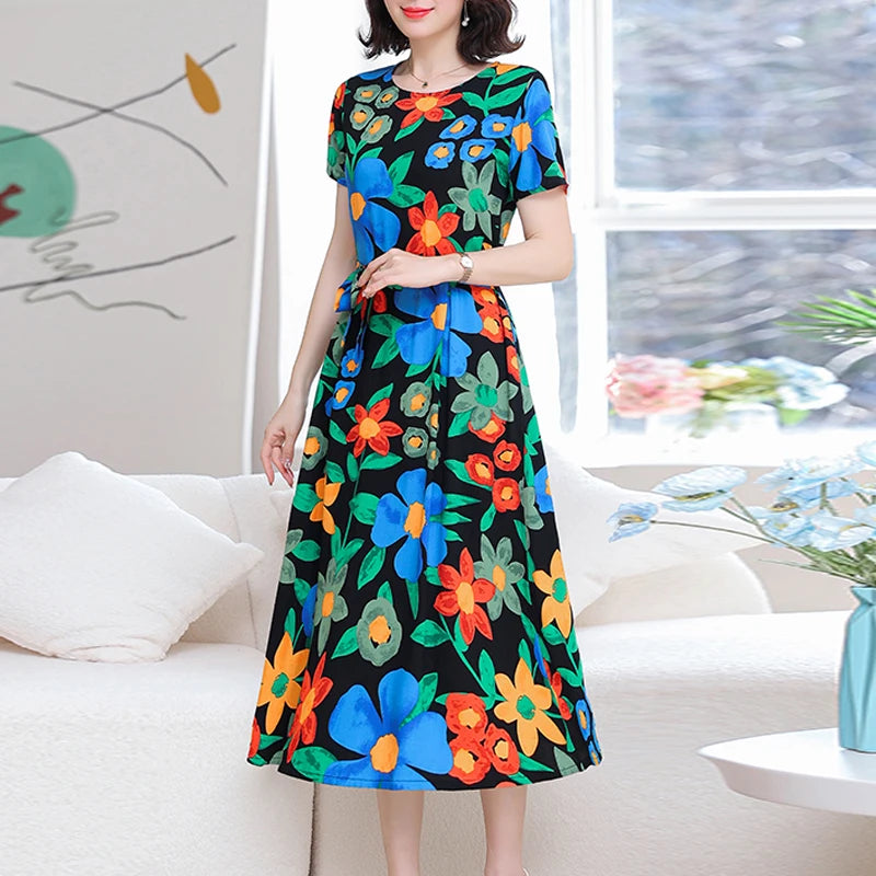 New Fashion Women Summer Dresses Hot Stylish O-Neck Print Floral Bohemian style Casual Loose sleeveless print Long Dress