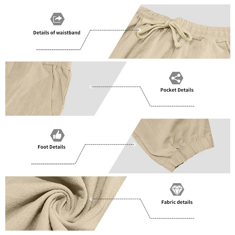 American loose linen set for men autumn Hawaiian home commuter thin Henry shirt long sleeve pants set