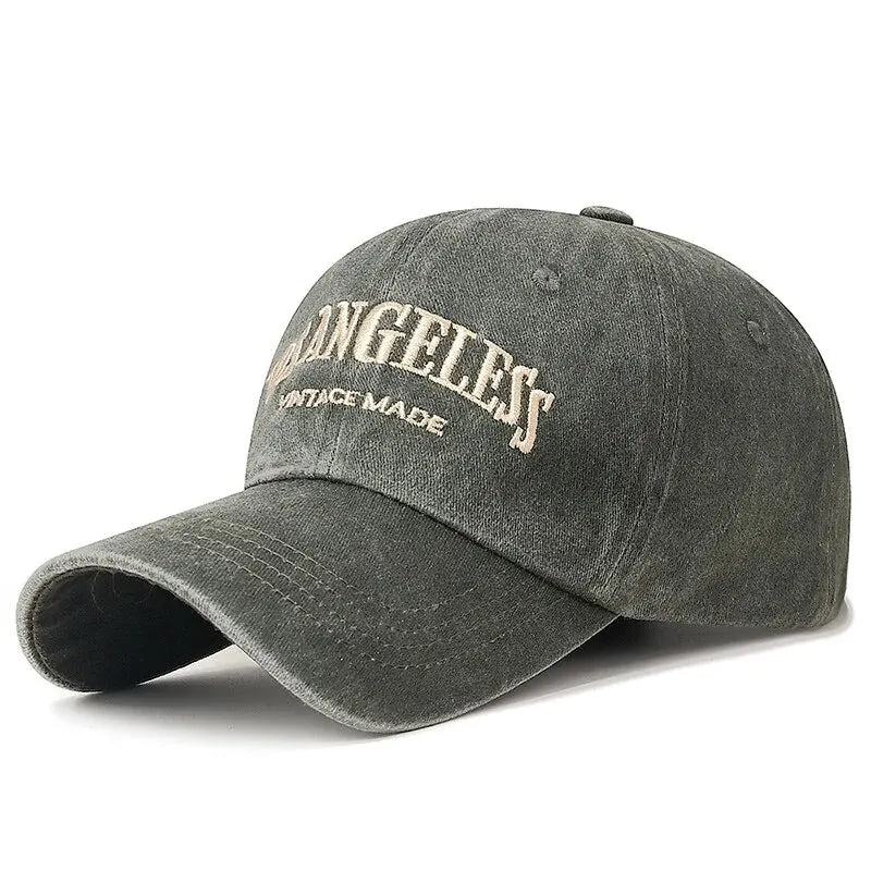 New Soft Top Washed Vintage Coated Cloth Cap Three-Dimensional Embroidery Sunhat Distressed White Casual Baseball Cap