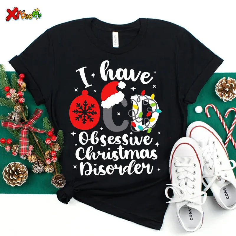 Family Christmas Shirts Cotton Family Matching Outfit Merry Christmas Kids Tshirts Baby Rompers Matching Pajamas Clothes Famille