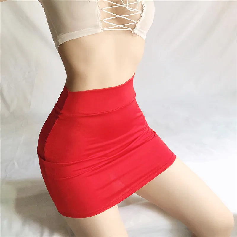 Sexy Girl's Night Lingerie Solid Color Micro Mini Skirt for Women Casual Hip-Hugging Short Skirts