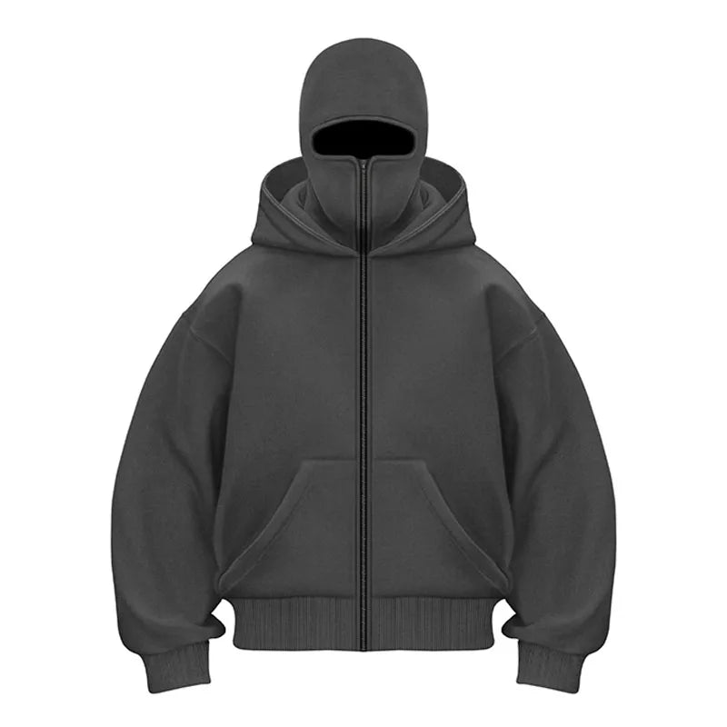 Plain Design Hooded Zip Up Sweatshirt for Men Women Autumn Winter Ins Style Couple Matching
