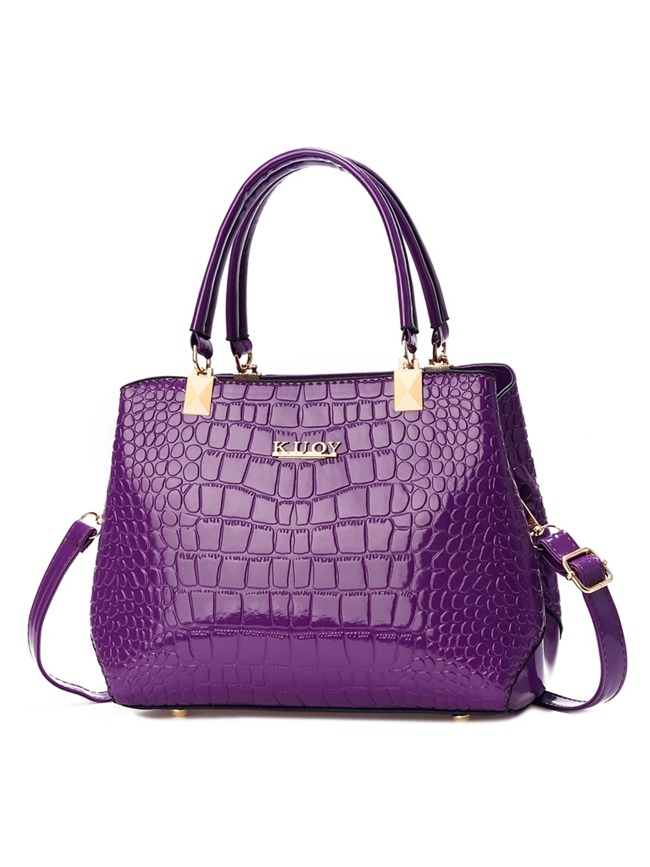 Fashionable Womens Crocodile Pattern Shoulder Bag - Stylish & Durable PU Leather Handbag with Removable Cross-body Strap for Eve