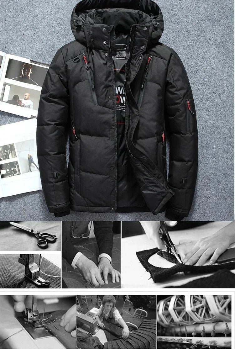 Men White Duck Down Parkas -20 Degree Winter Jacket Men's Thick Warm Snow Parkas Overcoat Windbreaker Hooded Parkas Coat Hombre