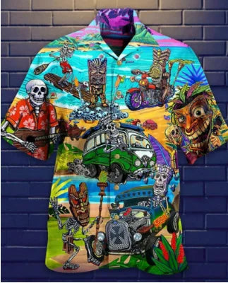 2026 Summer Loose Breathable 3D Print Trendy Cool Fashion Hawaiian Shirts Beach Party Tops Short Sleeves Summer Men's Shirts 5XL