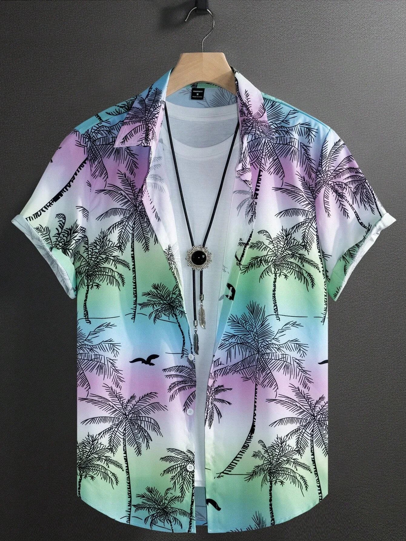 Coconut Tree 3D Print Sports Quick-dry Men Women Vacation Hawaiian Beach Plus-size Shirt Outdoor Casual Couple Short Sleeve Top