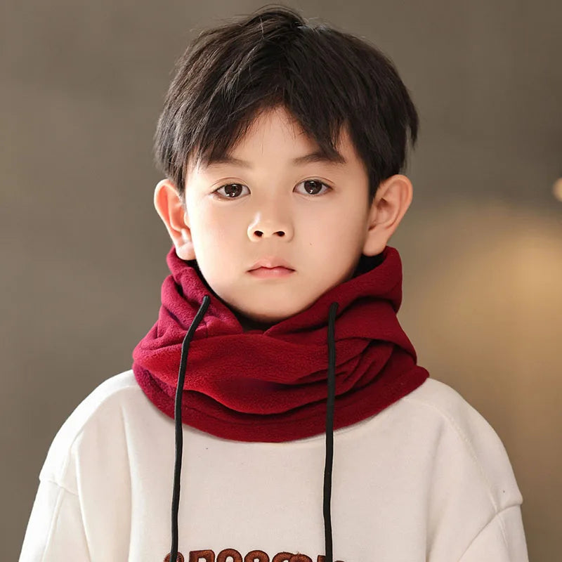 Lamb Fleece Children Headgear Cold Proof Kids Scarf Cap Thick Plush Winter Warm Bomber Hat 3-8year Baby Cycling Face Mask Beanie