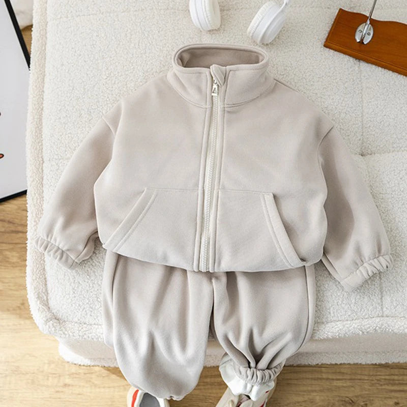 IYEAL Children's Baby Clothing Sets Winter Fleece Casual 2 PCS Kids Sets Sport Suit for Baby Girls Boys Clothes Coat+Pants 1-6 Y