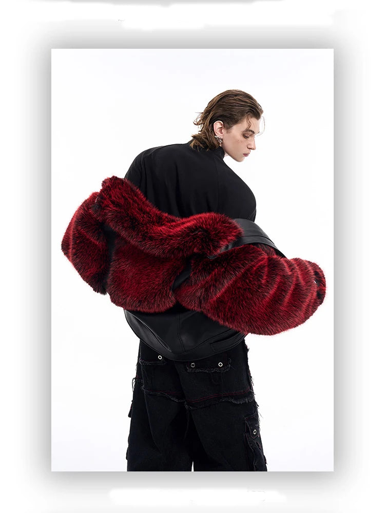 Mauroicardi Autumn Winter Cool Handsome Thick Warm Patchwork Faux Fur Coat Men Luxury Designer Clothes Zip Up Fluffy Jacket 2025