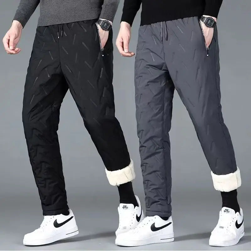 3 Pack Winter Men Plush Thick Fleece Waterproof Pants Windproof Casual Pants Warm Pants Lambswool Thermal Trousers Outerwear