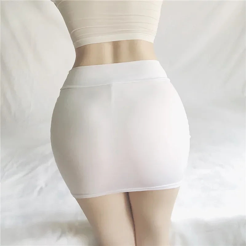 Sexy Girl's Night Lingerie Solid Color Micro Mini Skirt for Women Casual Hip-Hugging Short Skirts