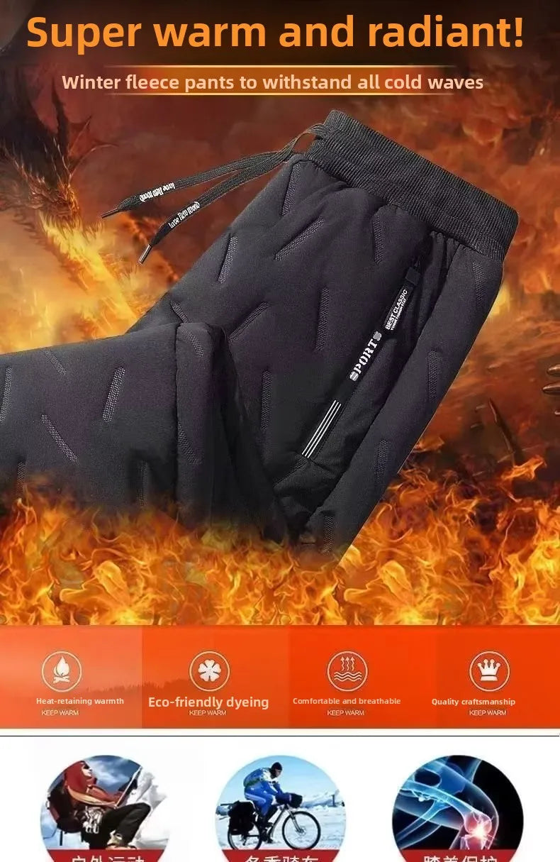 Lamb Velvet Winter Thiened Fce Lined Men's Snow Pants Outerwear Windproof Warm down Cotton Trousers Youth Faion