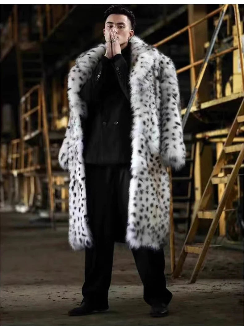 Mauroicardi Winter Chic Long Colorful Thick Warm Soft Hairy Faux Fur Coat Men High Quality Multicolor Fluffy Furry Overcoat 2023