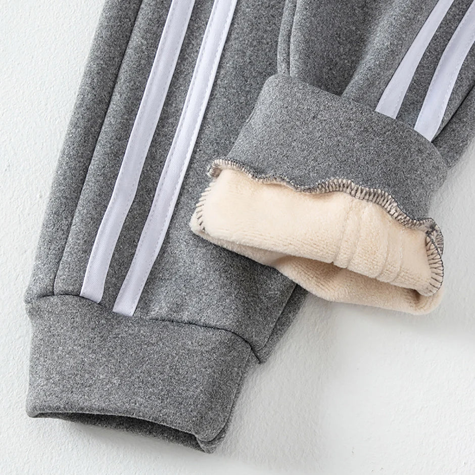 3/1 Piece Winter Children Plus Velvet Fashion Sweatpants Boys Casual Minimalist Pants Girls Joker Warm School Uniform Pants