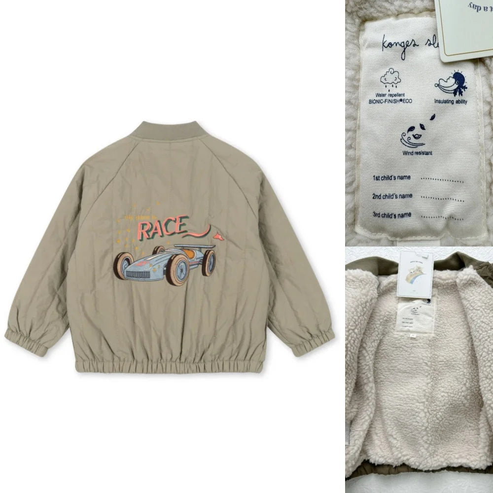 2025 KS Winter Baby Boys Cartoon Lambswool Jackets Kids Cotton Clothes Girls Jackets Outerwear Coats Boys Flight Suit Jackets