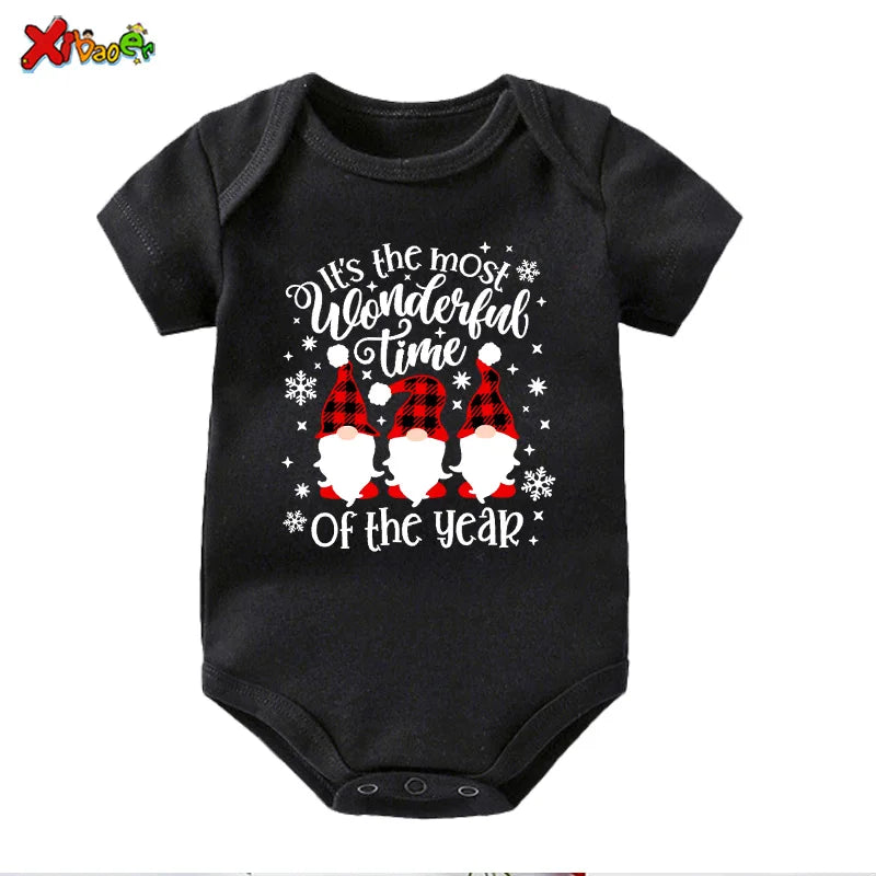 Family Christmas Shirts Cotton Family Matching Outfit Merry Christmas Kids Tshirts Baby Rompers Matching Pajamas Clothes Famille