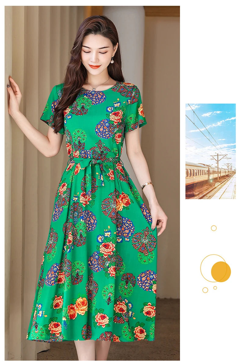 New Fashion Women Summer Dresses Hot Stylish O-Neck Print Floral Bohemian style Casual Loose sleeveless print Long Dress