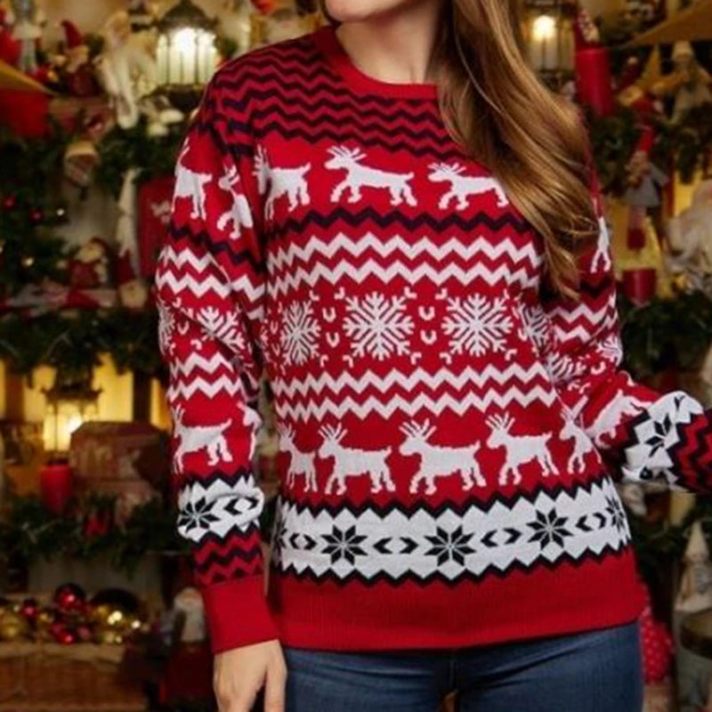 2025 Winter Mom Dad Kids Christmas Sweater Casual Soft Jacquard Knitwear Allover Print Family Matching Pullover Xmas Look Jumper