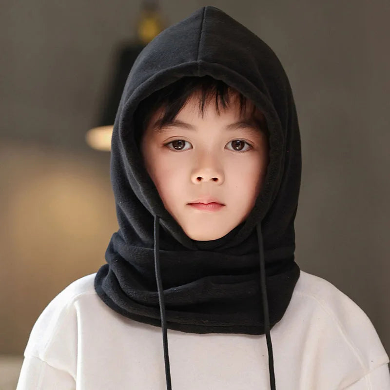 Lamb Fleece Children Headgear Cold Proof Kids Scarf Cap Thick Plush Winter Warm Bomber Hat 3-8year Baby Cycling Face Mask Beanie