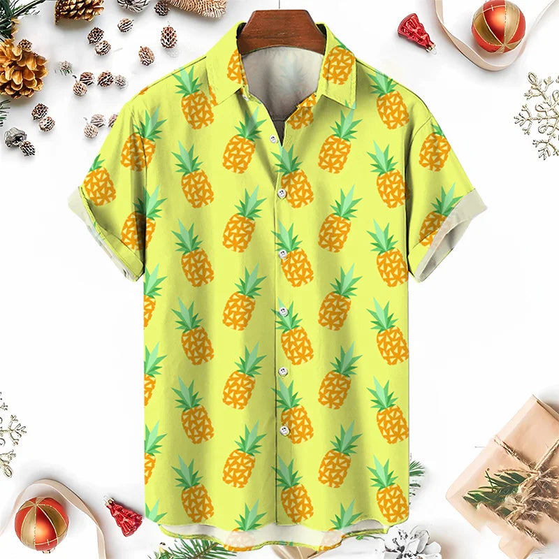 Men's Shirts 3D Fruit Pineapple Printed Shirts For Women New Summer Funny Streetwear Short Shirts Y2k  Mens Hawaiian Clothing