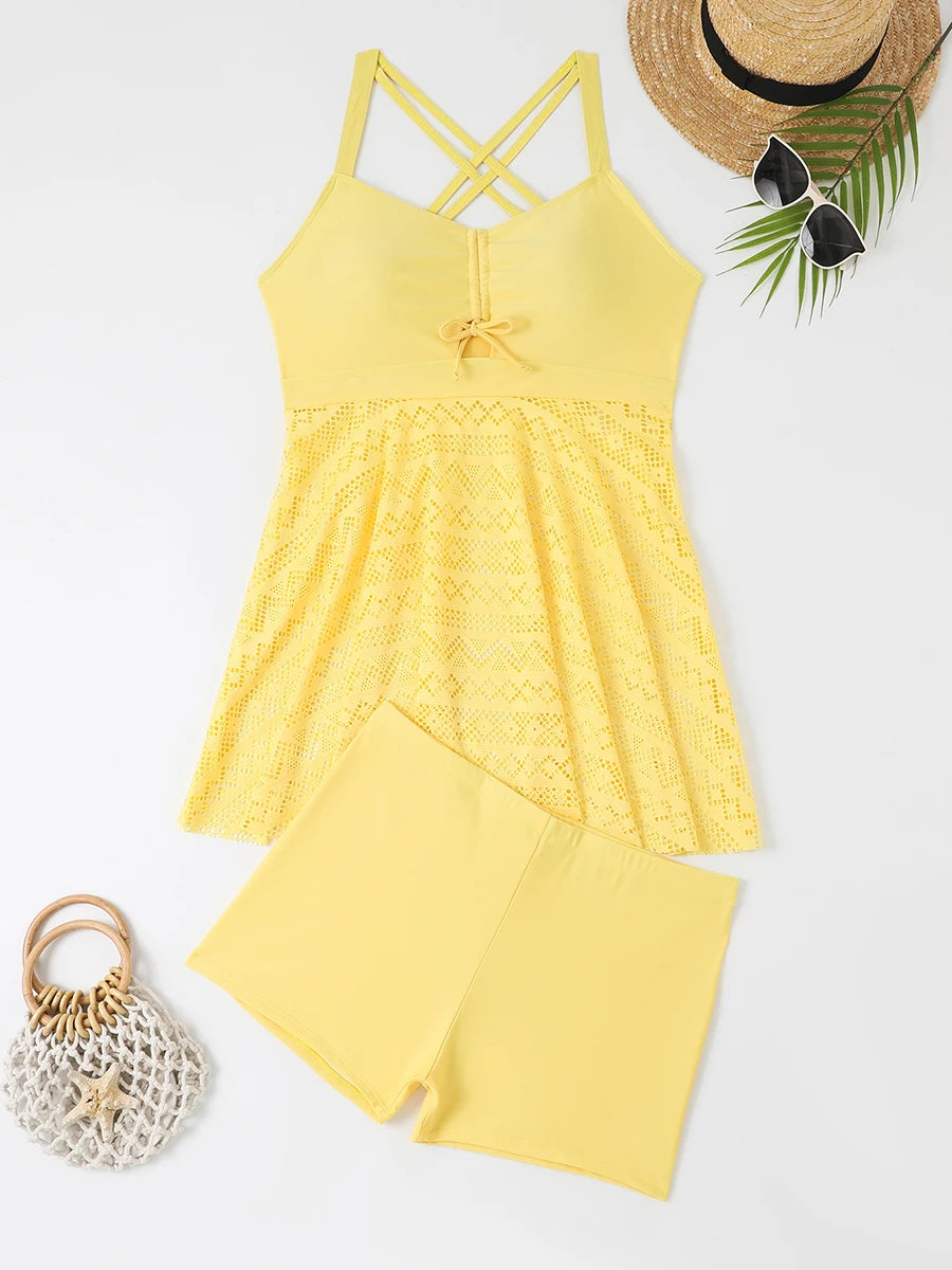 2 Pieces Large Plus Size Beauty Beach Dress Swimsuit Women Swimwear Female Bathers Bathing Swimming Swim Suit Beachwear