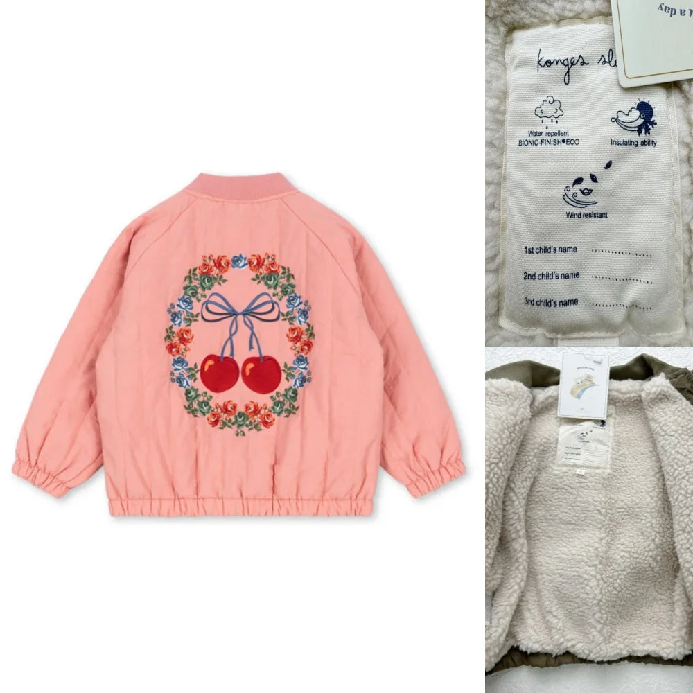 2025 KS Winter Baby Boys Cartoon Lambswool Jackets Kids Cotton Clothes Girls Jackets Outerwear Coats Boys Flight Suit Jackets