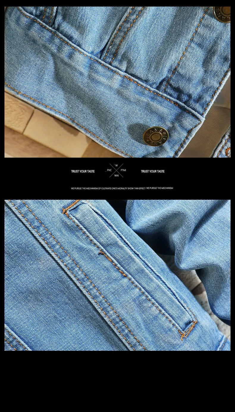 2025 Autumn Men Solid Denim Jackets Fashion Motorcycle Vintage Jeans Jackets Hommes Slim Fit Cotton Casual Black Blue Coats