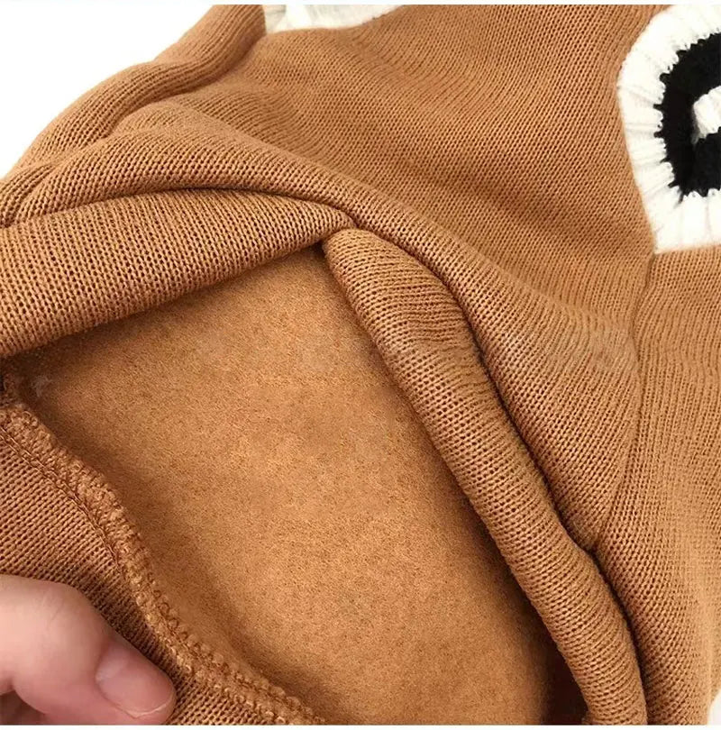 Winter Warm Pet Dog Sweater College Style V-neck Puppy Knitwear For Small Dogs Puppy Vest Clothes Kitty Jacket Outfits