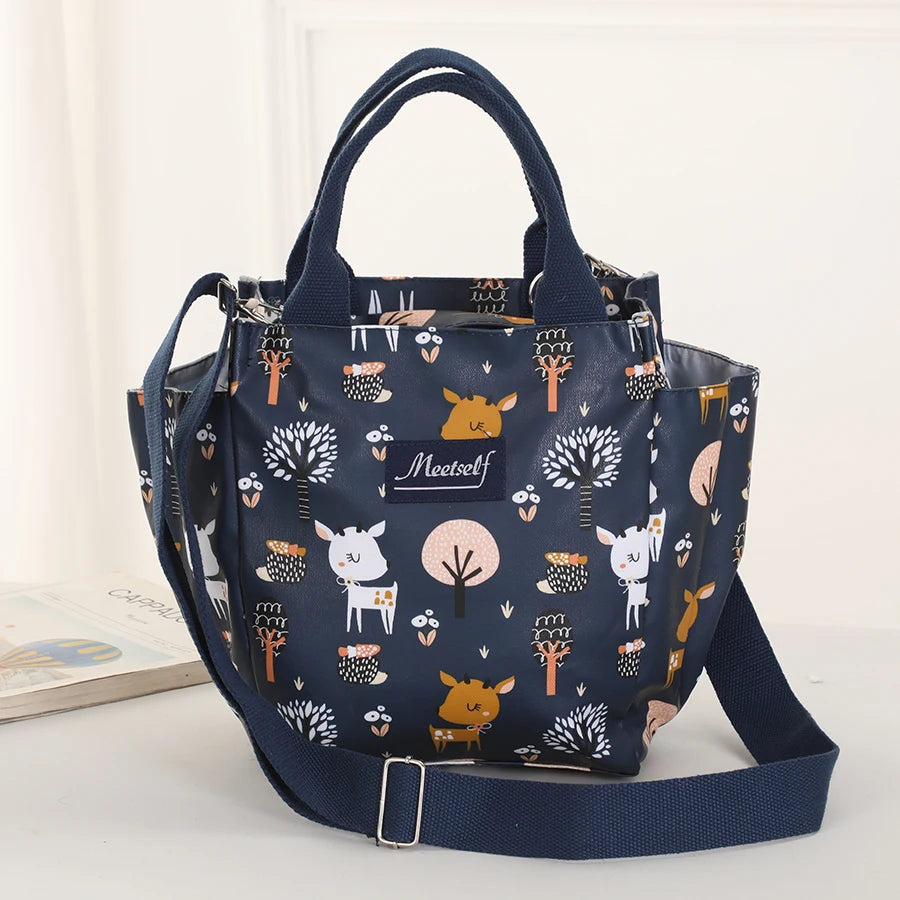 Ms. waterproof crossbody bag fashion large capacity hand carry lunch bag portable zipper bag out shopping shoulder bag