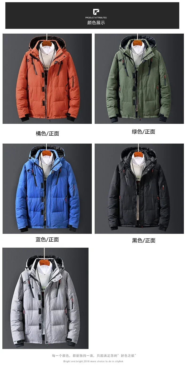 Men White Duck Down Parkas -20 Degree Winter Jacket Men's Thick Warm Snow Parkas Overcoat Windbreaker Hooded Parkas Coat Hombre