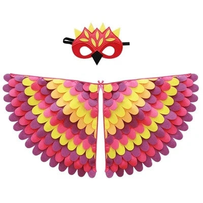 Kids Cosplay Costume Stage Performance Owl Peacock Wings Bird Felt Cape with Mask for Girls Boys Halloween Party Cloak