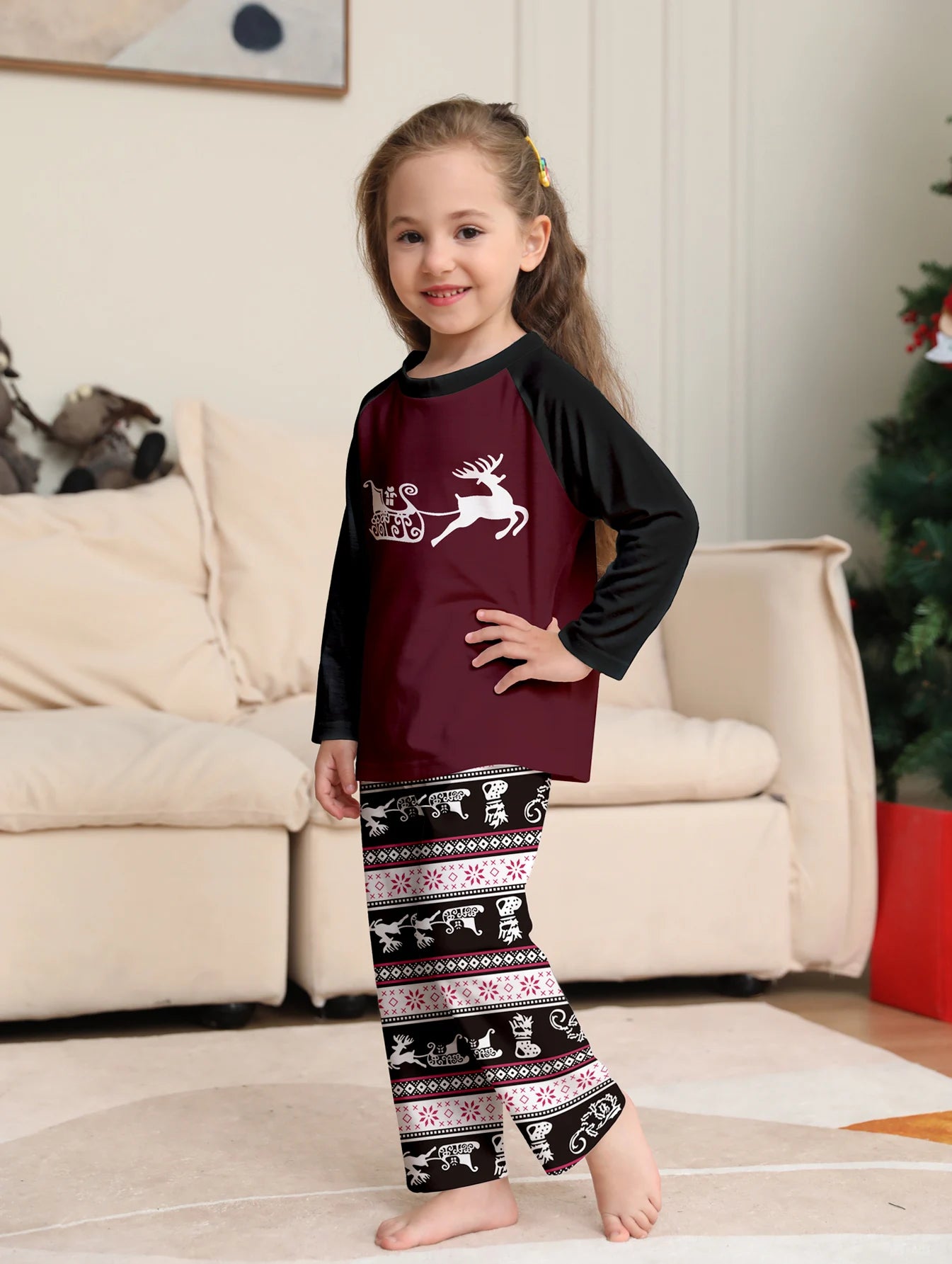2024 Winter Couples Christmas Pajamas For Family Matching Outfits Mother Kids Clothes Christmas Deer Pajamas Family Clothing Set