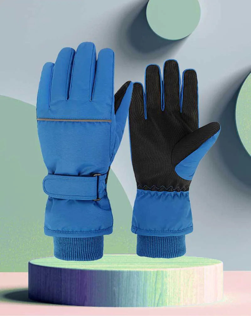 Waterproof Ski Gloves for Adult Kids Thick Children Snowboard Gloves Outdoor Fleece Lining Family Winter Gloves for Boys Girls