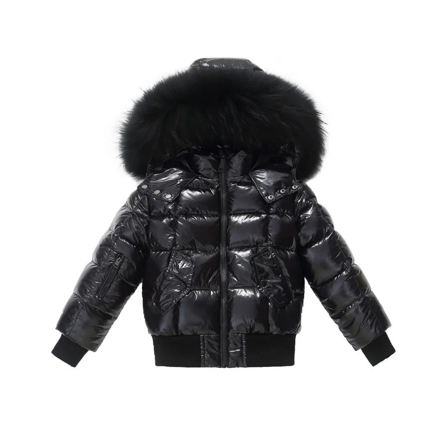 AP 2025 winter children coats waterproof shine fabric and filling  white duck down girls boys outerwear