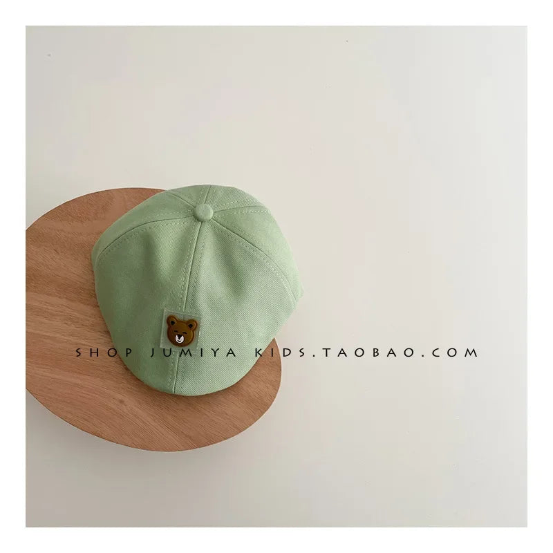 Hot Solid Color Children Berets Stripe Cotton Thin Fashion Simple Kids Hats & Caps Berretto Baby Caps for Boys Girls