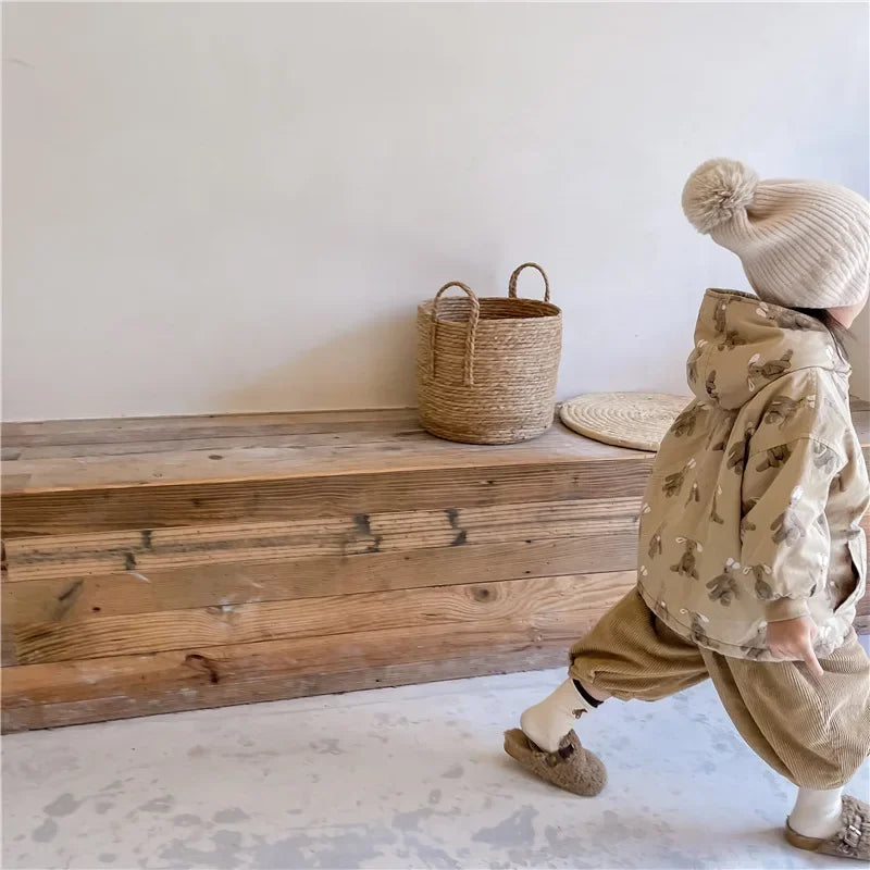 Children From 1 To 7 Years Outerwear Cartoon Kids Thick Padded Coat With Hood Korean Baby Clothing Girl Boy Jacket Warm Winter