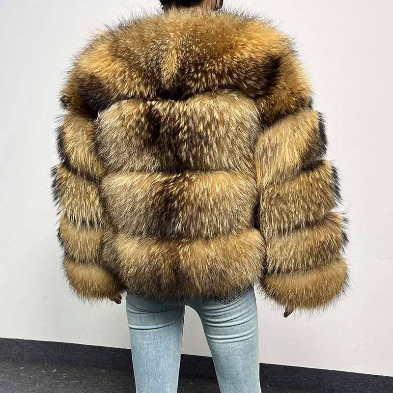 MAOMAOKONG Super Hot Winter Women Luxury Thick Real Raccoon Fur Coat Natural Fox Fur Jacket Plus Size Furry Jackets Female Vest