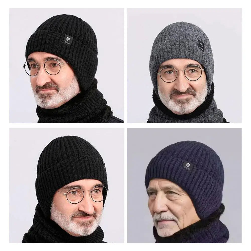 Male Winter Warm Hat Thickened Knitted Woolen Capprotect Ears For Middle-aged And Elderly People Father And Grandfather