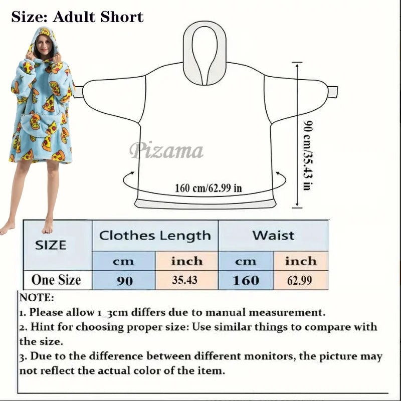 Oversize Winter Sherpa Blanket Plush Polar Fleece Family Matching Hoodie Girl Sweatshirt Homewear Avocado Animal Print Outwear