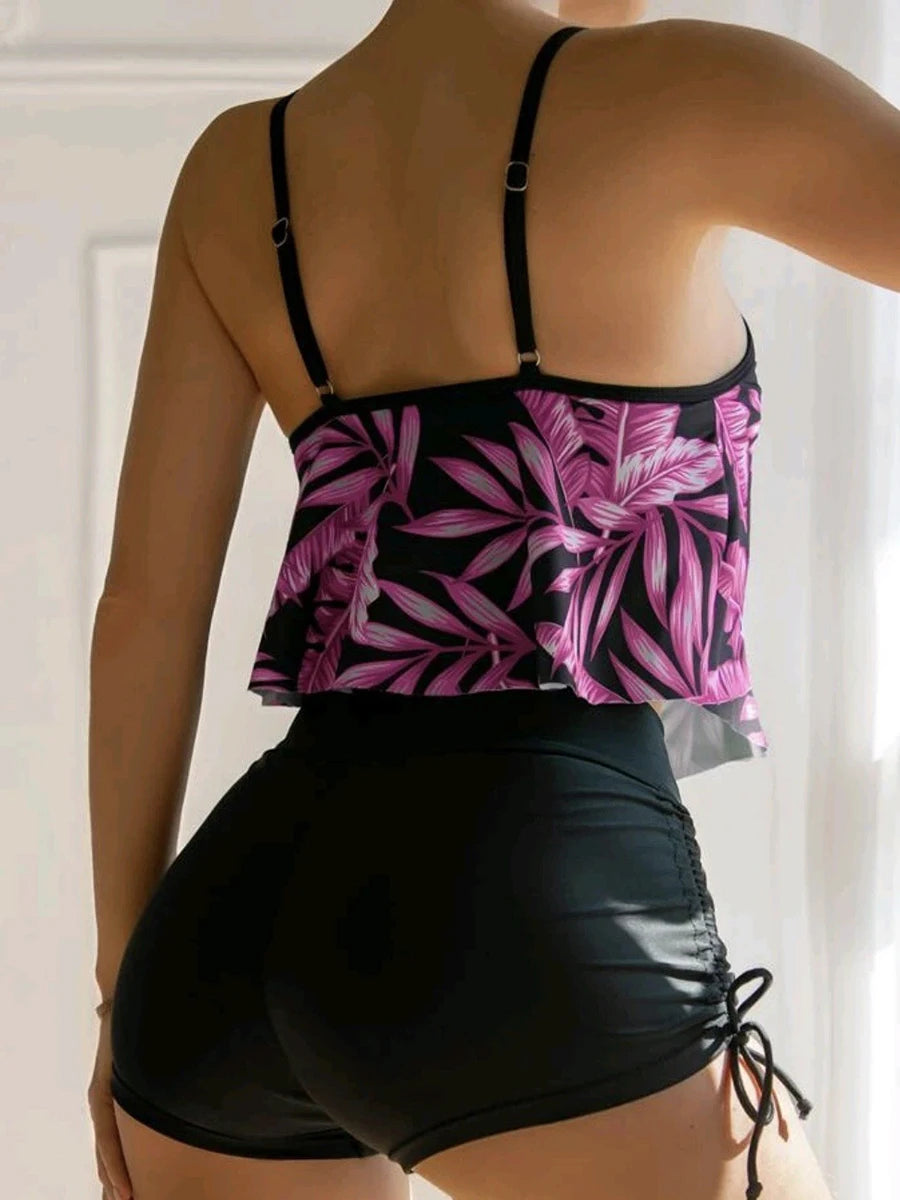2025 Print Tankini Set 2 Piece Women Swimsuit Sexy High Waist Swimwear Female Bathers Bathing Swimming Suit Summer Beachwear