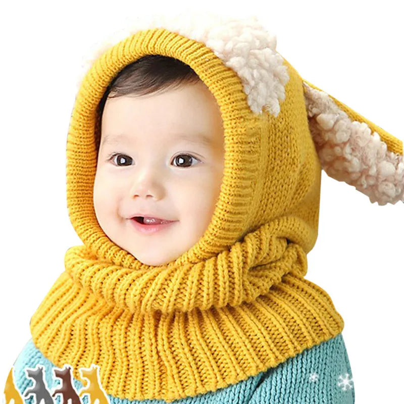 Baby Winter Hat With Scarf Toddler Winter Beanie Warm Hat Hooded Scarf Earflap Knitted Cap Cute Kids Hat Scarf Set
