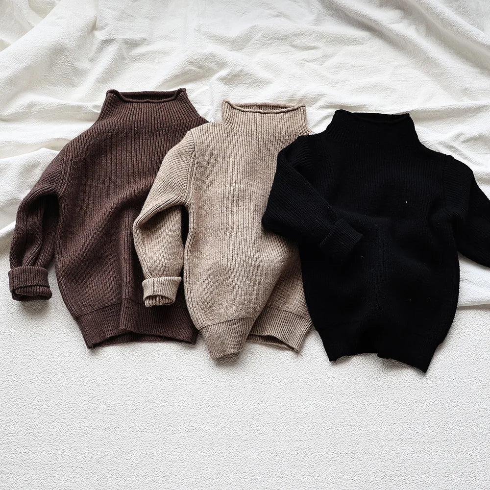 MILANCEL Autumn New Kids Sweaters Turtleneck Boys Pullover Boys Knitwear Girls Base Sweater