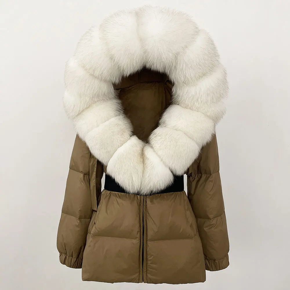 OFTBUY 2025 Winter Clothing Puffer Jacket Women Real Fox Fur Hooded Thick Warm 90% White Duck Down Coat Female Parkas Waterproof