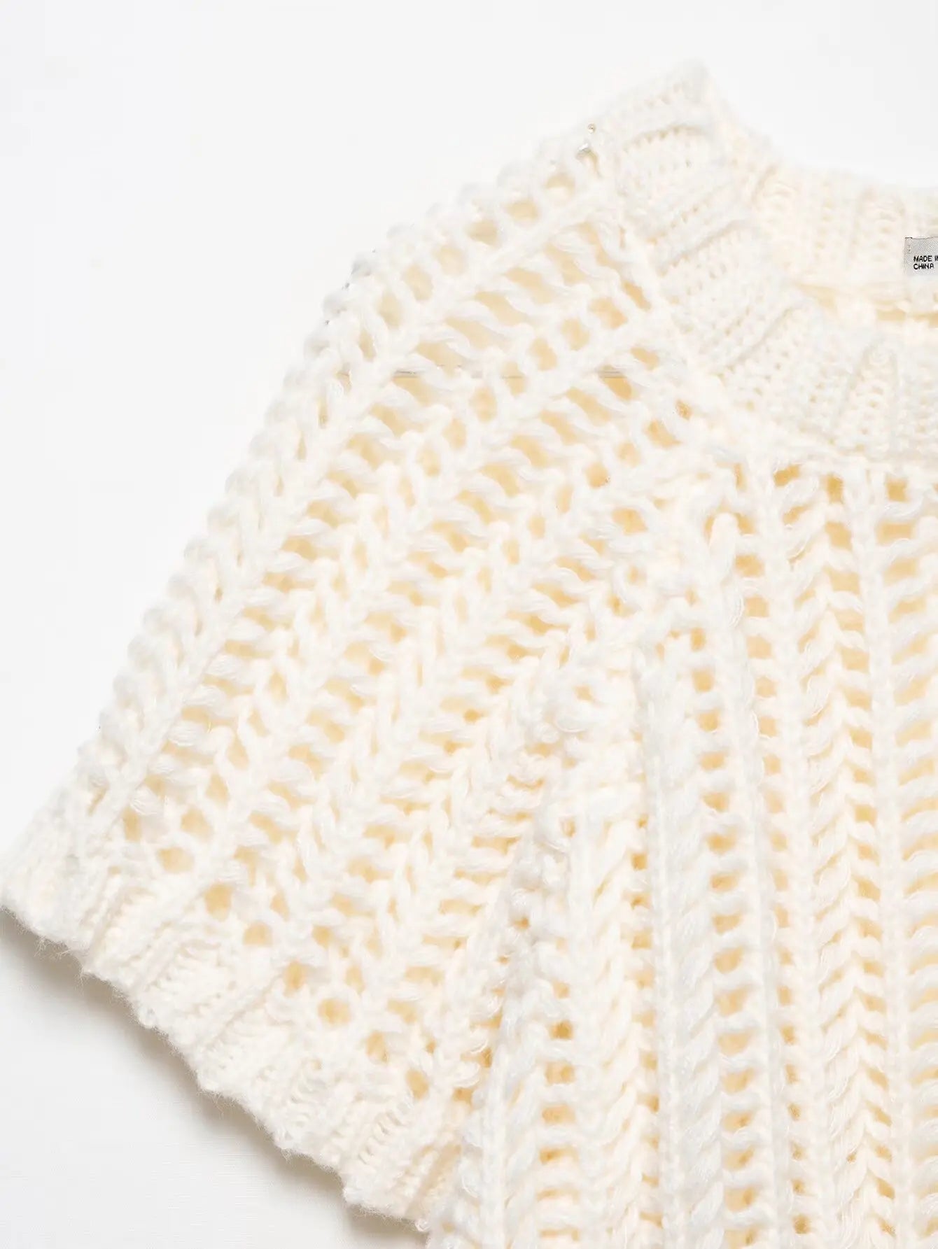 Hollow Out Knit Pullover Women Casual Round Neck Lace Up Bow Sweater Female Autumn Short Sleeves Solid Knitwears Lady