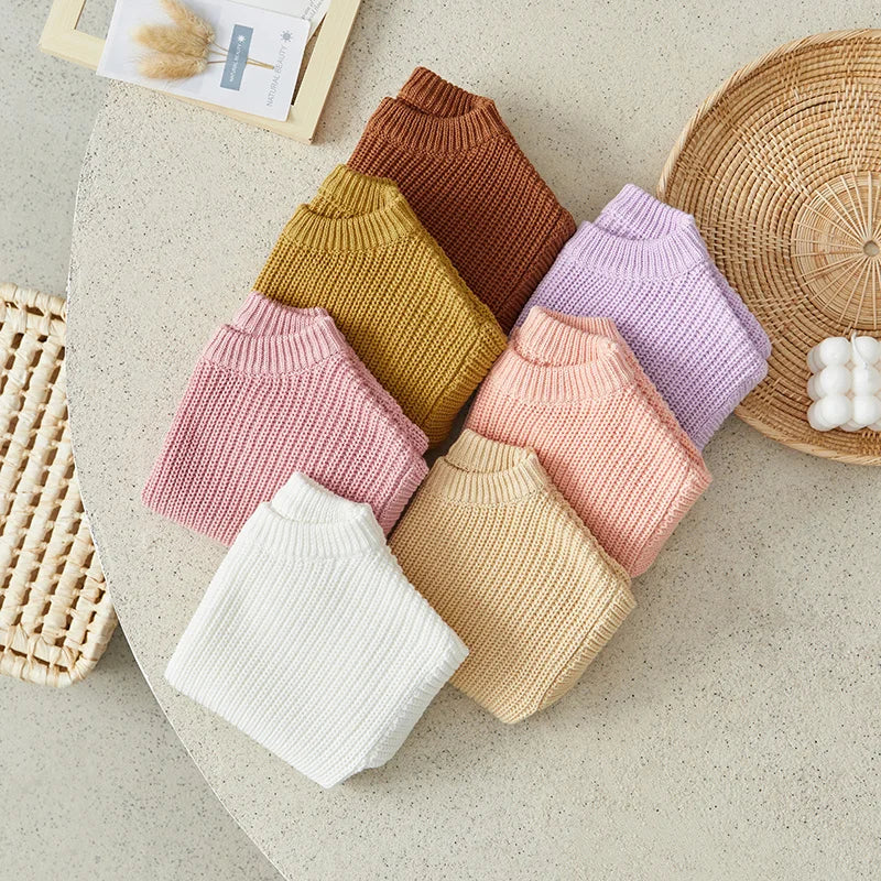 Suefunskry Newborn Baby Girl Boy Knitted Long Sleeve Autumn Winter Sweater Solid Loose Pullover Casual Tops Kids Clothes 3M-5Y